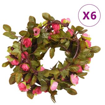 Grinaldas de flores vidaXL | 6 Peças | 215 cm | rosa - 1