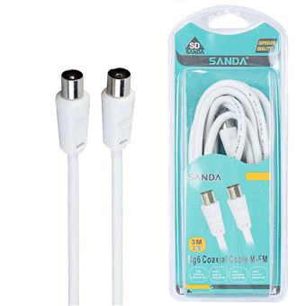 Cabo Coaxial RG6 M-F Sanda SD-8177 | 3 m - Branco - 1
