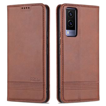 Capa PU AZNS auto-absorvida magnética com apoio café para Vivo Y71t 5G/V21e 5G - 1