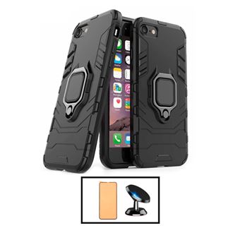 Kit G4M Vidro Temperado Ceramica Full Cover + Capa de Proteção Militar Magnética + Suporte Magnético para Apple iPhone SE 2022 - Preto - 1