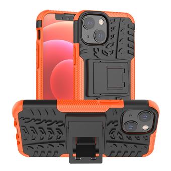 Capa e TPU Textura de pneu 2 em 1, à Prova de Choque com Suporte, Suporte Laranja para iPhone 13 mini 5.4'' - 1