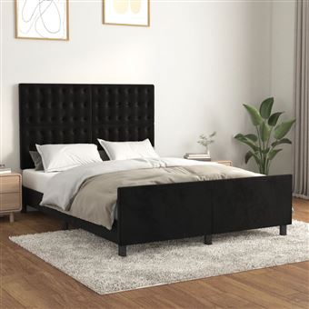 Estrutura de cama com cabeceira vidaXL | 140x200 cm | veludo preto - 1