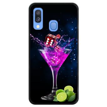 Capa Hapdey para Samsung Galaxy A40 2019 Design Cocktail de Dados e Limão em Silicone Flexível e TPU Preto