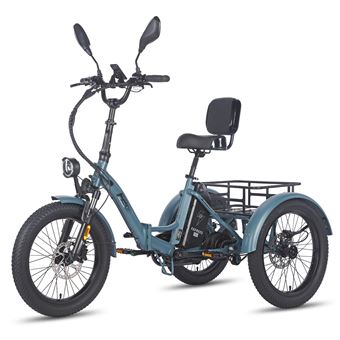 Triciclo Elétrico FAFREES F20 Mate com Encosto | Motor 500W | Bateria 48V23.45AH | Pneus de 20 " | Azul-acinzentado - 1