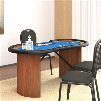 Mesa poker vidaXL | 10 jogadores 160x80x75cm | com tabuleiro de fichas azul - 1