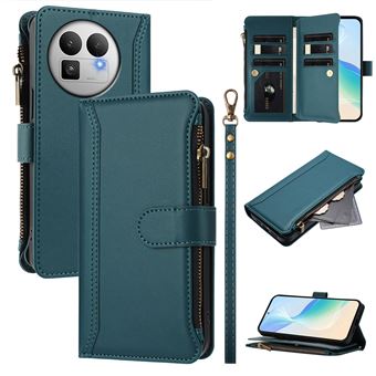 Capa FOXDOCK para Realme GT8 Pro | Pele Premium | Compartimentos para Cartões | Alça de Pulso Amovível | Verde escuro - 1