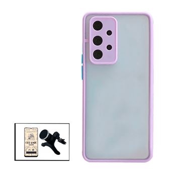 Kit G4M Capa Traseira Proteção Camara + Vidro Temperado Ceramica Full Cover + Suporte Magnético Com Pernas para Samsung Galaxy A32 5G - Roxo - 1