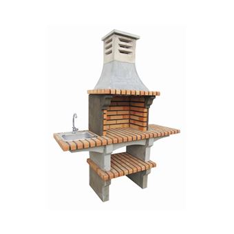 Churrasqueira com lava-louça e com prateleira ARTICIMENTOS BBQ EYE II | produzida em tijolo e cimento refratário | 166x57x207cm - 1