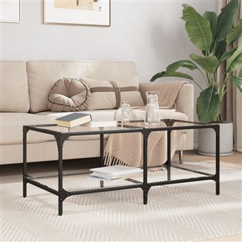 Mesa de centro vidaXL | com topo em vidro transparente 98,5x50x40 cm | aço - 1