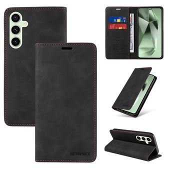 Capa FOXDOCK para Samsung Galaxy S24 FE | Bloqueio RFID | TPU | Aba/Detalhes em Pele Sintética | Compartimentos para cartões | Preto - 1