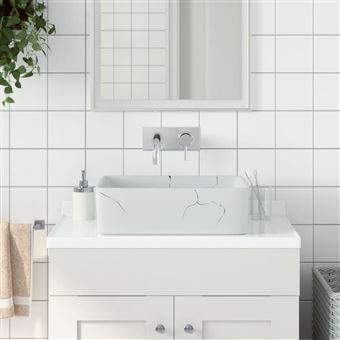 Lavatório de Bancada Retângular vidaXL | 46x35,5x13 cm | cerâmica branco - 1