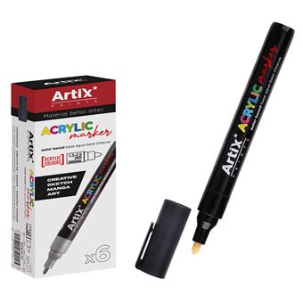 Marcadores Acrílicos Dam | 6 Unidades | Preto - 1