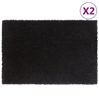 Tapetes porta vidaXL | 2 Peças | 40x60 cm | fibra coco tufada preto - 1