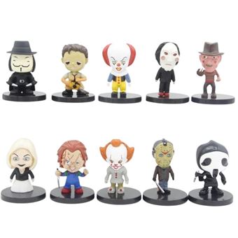 Pack 10 x Figuras Clássicos Terror Antiimpacto Jason Freddy Chucky | 5,5 cm - 1