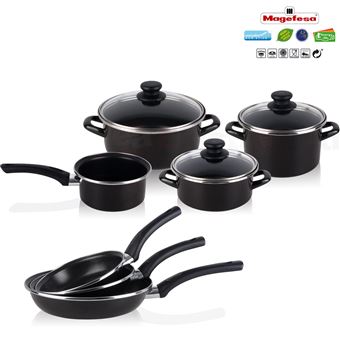 Trem Cozinha Indução Magefesa KENIA | 10 Peças | Anti-Aderente sem PFOA | Todos os Fogões - Preto - 1
