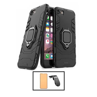 Kit G4M Vidro Temperado Ceramica Full Cover + Capa de Proteção Militar Magnética + Suporte de Carro Magnético L para Apple iPhone SE 2022 - Preto - 1