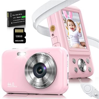 Câmara digital compacta para crianças DUDAO DC406 | FDH | 44MP | autofocus 16x zoom | 2,4 " | 128G | Rosa - 1