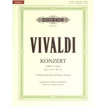 Partitions classique EDITION PETERS VIVALDI A. - CONCERTO IN A MINOR OP.3 NO.8 - VIOLIN AND PIANO Violon - 1