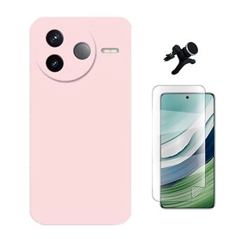 Kit Película Protectora de Hydrogel Frente + Capa Proteção Silicone + Suporte Reforçado de Carro GIFT4ME para Xiaomi Poco F7 Pro | Rosa - 1