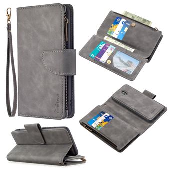 Capa Magunivers Pu Bolso com Zíper Removível 2 em 1 Cinza para Xiaomi Redmi 8A
