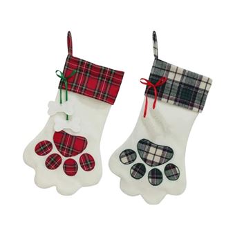 2 Pares de Meias Natal V-REEL | pegadas cão | 45×20cm - 1