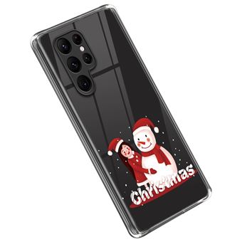 Capa e TPU padrão de natal Magunivers para Samsung Galaxy S22 Ultra 5G - menina e boneco de neve - 1