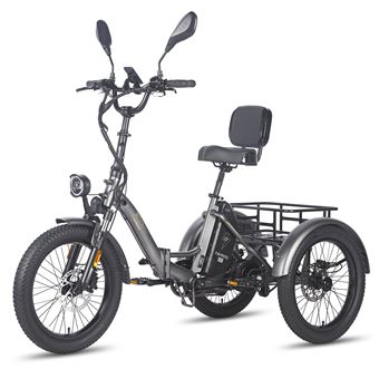 Triciclo Elétrico FAFREES F20 Mate com Encosto | Motor 500W | Bateria 48V23.45AH | Pneus de 20 " | Cinza - 1