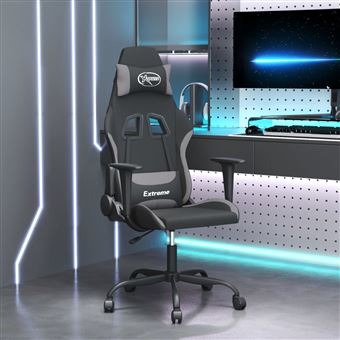 Cadeira Gaming de Massagens vidaXL | Tecido preto/cinzento-claro - 1