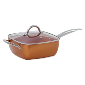 Frigideira Antiaderente Gem Sunny De Cobre Quadrada Com Tampa De Vidro - 1