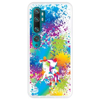 Capa Hapdey para Xiaomi Mi Note 10 - Note 10 Pro - CC9 Pro | Silicone Flexível em TPU | Design Jogadores de futebol abstratos, multicoloridos - Transparente