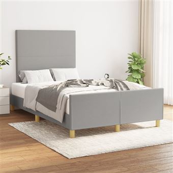 Estrutura de cama com cabeceira vidaXL | 120x190 cm | tecido cinza-claro - 1