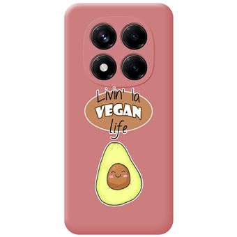 Capa TUMUNDOSMARTPHONE de silicone líquido rosa para Xiaomi Redmi Note 14 Pro 5G Vegan Life Design Desenhos - 1