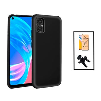 Kit Gift4Me Vidro Temperado Ceramica Full Cover + Capa Silicone Líquido + Suporte Magnético Com Pernas para Oppo Reno8 Lite - Preto - 1