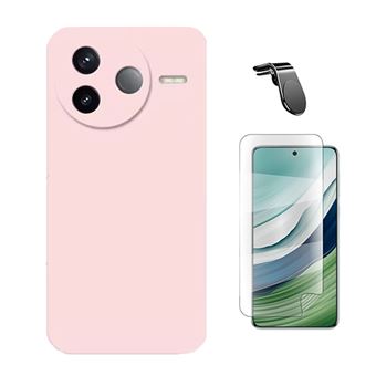 Kit Película Protectora de Hydrogel Frente + Capa Proteção Silicone + Suporte Magnético L GIFT4ME para Xiaomi Poco F7 Pro | Rosa - 1