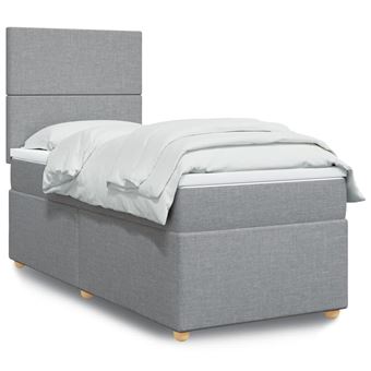 Cama com molas/colchão vidaXL | 80x200 cm | tecido cinza-claro - 1