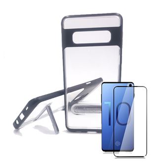 Kit Capa Spigen Crystal Hybrid e Película de Vidro Temperado Full Cover para Samsung S10 Preto - 1