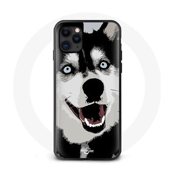 Capa Maniacase para Iphone 12 Cão Husky Preto E Branco Olhos Azuis - 1