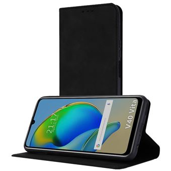 Estojo Tumundosmartphone de couro sintético com porta-cartão para ZTE Blade V40 Vita em preto - 1
