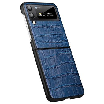 Capa magunivers e TPU + couro genuíno textura de crocodilo, anti-riscos azul para Samsung Galaxy Z Flip3 5G - 1