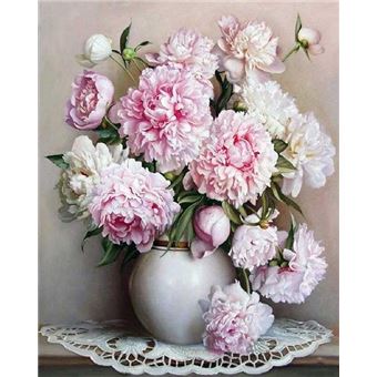 Pintar com Números Figured' Art Pn027-Y | Vaso De Peonias | 40 x 50 cm - 1