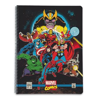 Caderno Capa Polipropileno A4 5X5 Microperfurado Marvel Comics Avengers