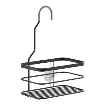 Estante de Chuveiro Metaltex Origin Lava com Gancho | Acabamento Touch-Therm® - Preta - 1