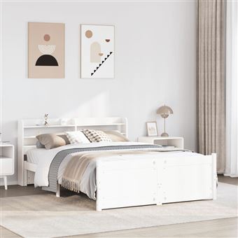 Estrutura de cama com cabeceira sem colchão vidaXL | 140x190 cm | branco - 1