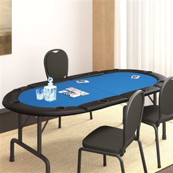 Mesa tabuleiro póquer dobrável vidaXL | 10 jogadores 208x106x3 cm | azul - 1