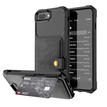 Capa Magunivers PU revestido com folha built-in preto para Apple iPhone 8 Plus/7 Plus/6s Plus/6 Plus 4.7 inch