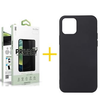 Conjunto skyhe 1 x Película de Vidro Anti-Spy + Capa para iPhone 13 Mini Silicone Líquido - Preto - 1