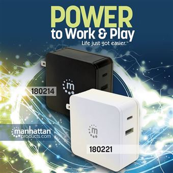 Carregador de Dispositivos Móveis Manhattan 180214 | Preto - 1