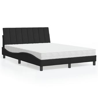 Cama com colchão vidaXL | 140x200 cm | veludo preto - 1