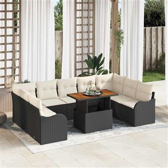 Conjunto de Sofá de Jardim vidaXL | 10 Peças | Preto Rattan Sintético - 1