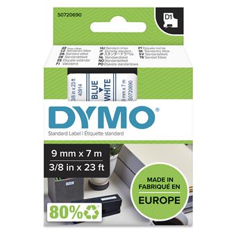 Etiquetadora DYMO D1 -Standard Etiquetas - Azul no branco - 9mm x 7m - 1